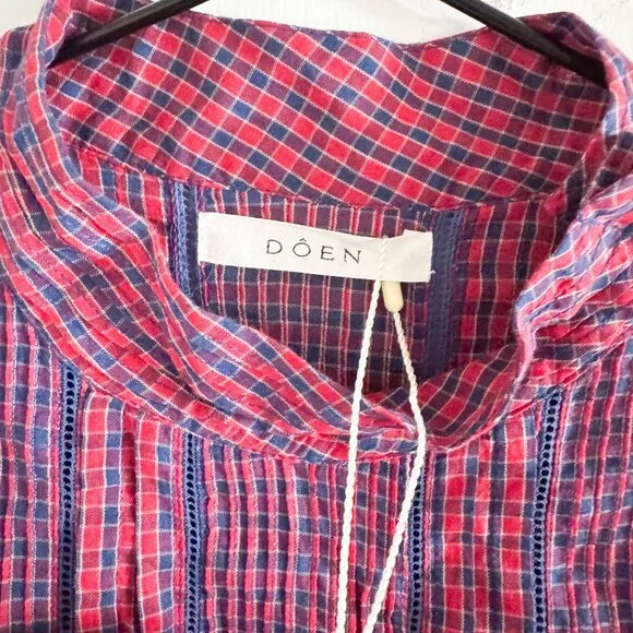princess polly baby blue dress NWT Doen Red Blue Rossendale Valley Plaid Ranger Dress S